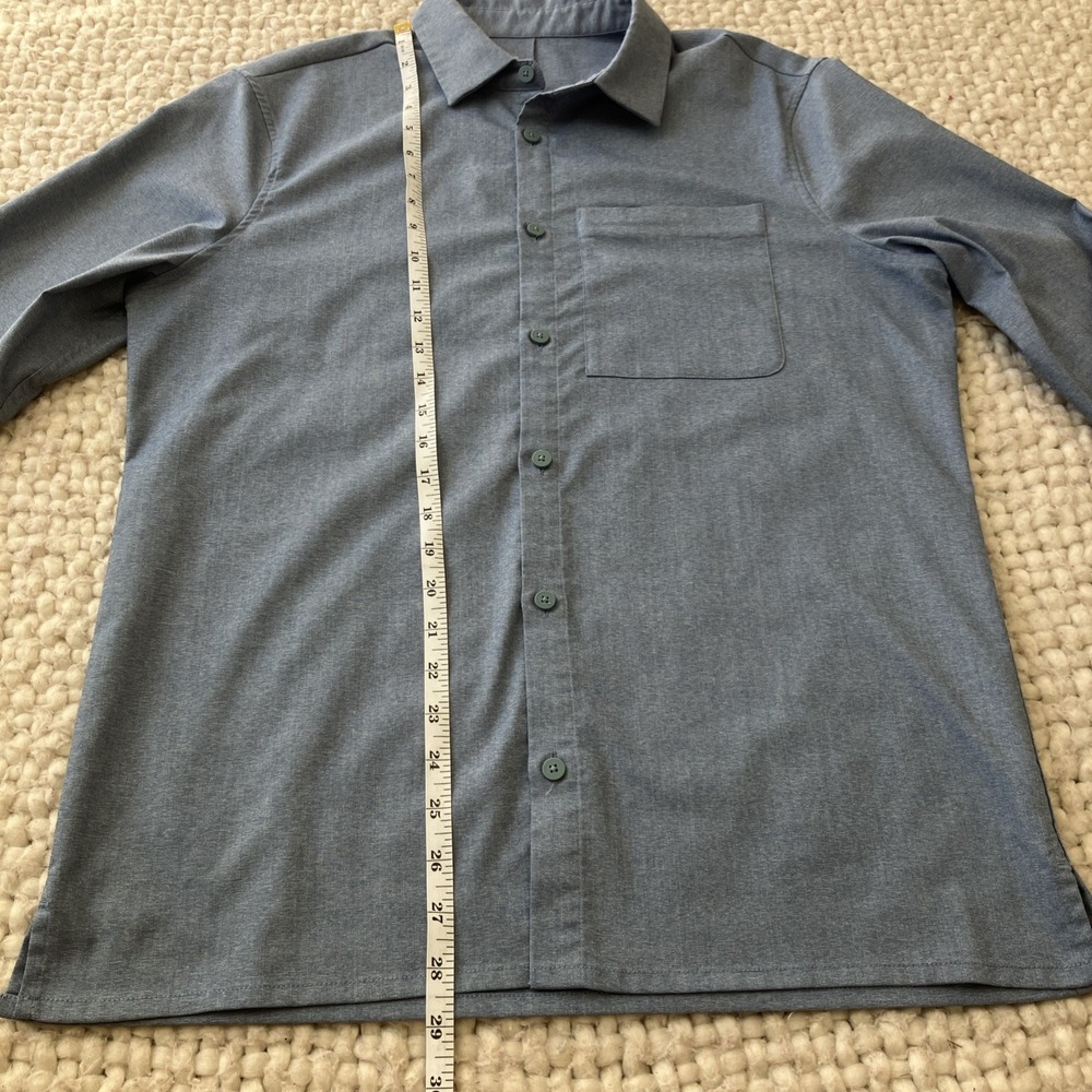 LULULEMON Commission Stretch Blue Long Sleeve Button Up Shirt Sz M - Picture 13 of 13